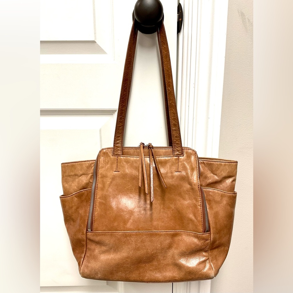 HOBO Leather Tote Bag caramel brown